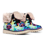 Colorful Siberian Husky Print Winter Boots