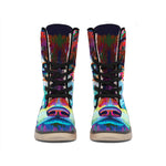 Colorful Siberian Husky Print Winter Boots