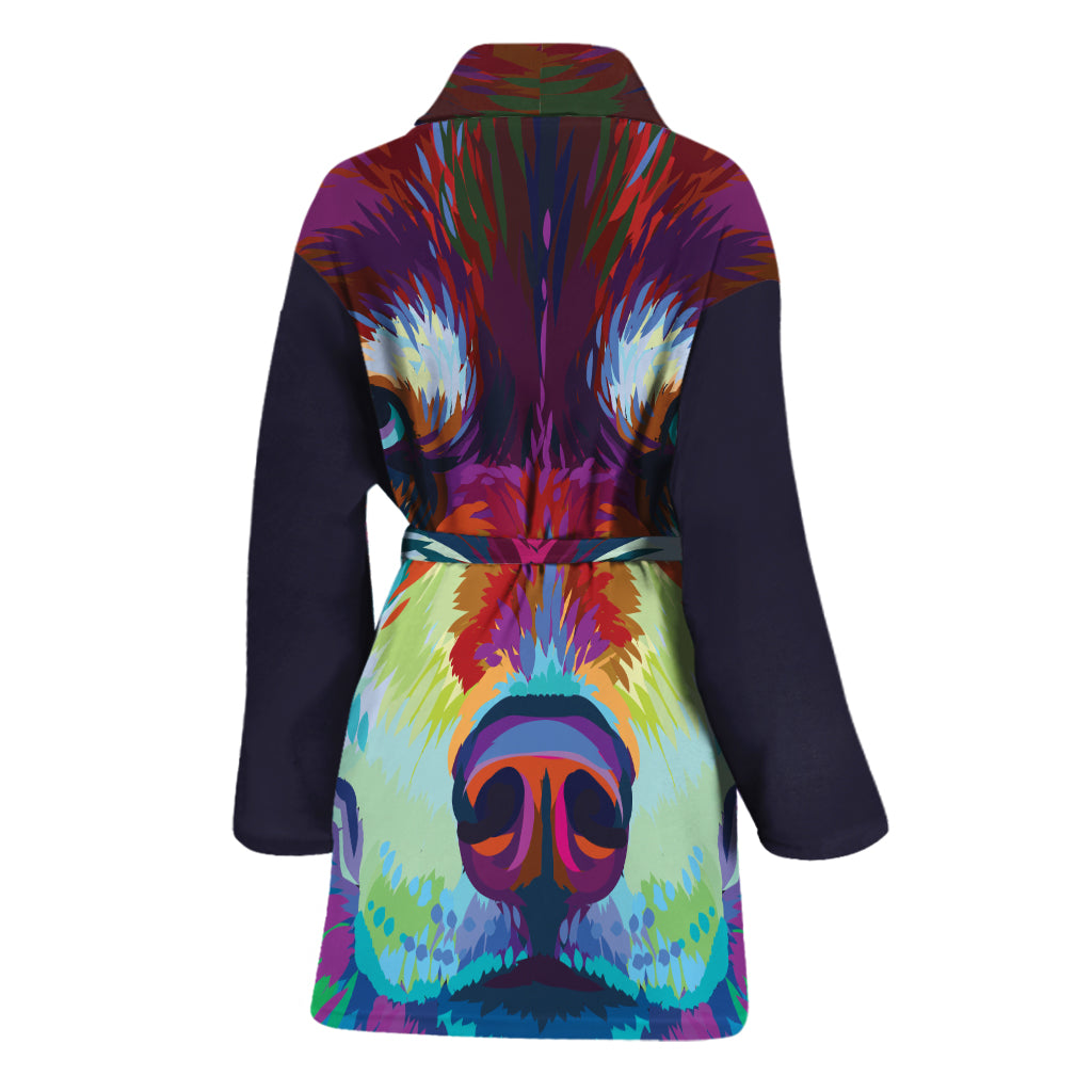 Colorful Siberian Husky Print Women's Bathrobe