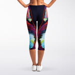 Colorful Siberian Husky Print Women's Capri Leggings