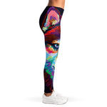 Colorful Siberian Husky Print Women's Leggings