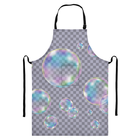 Colorful Soap Bubble Print Bib Apron With Pocket