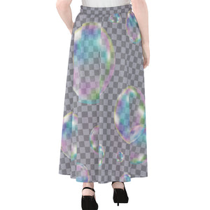 Colorful Soap Bubble Print Chiffon Maxi Skirt