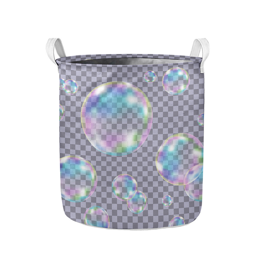 Colorful Soap Bubble Print Collapsible Laundry Basket