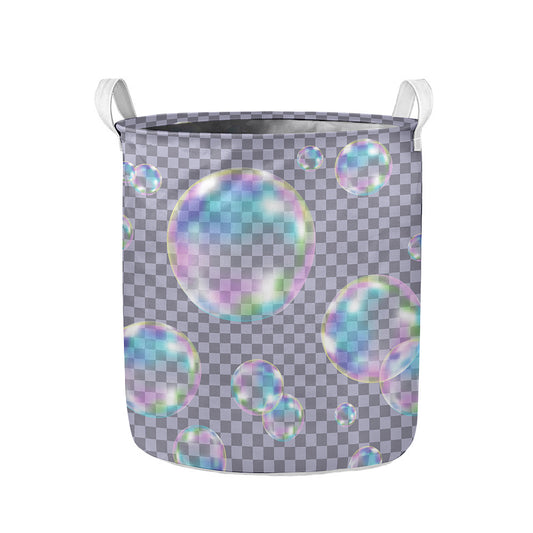 Colorful Soap Bubble Print Collapsible Laundry Basket