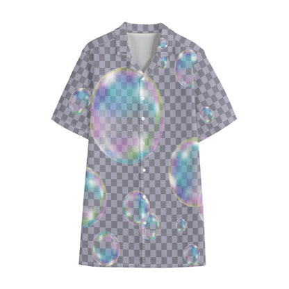 Colorful Soap Bubble Print Cotton Hawaiian Shirt