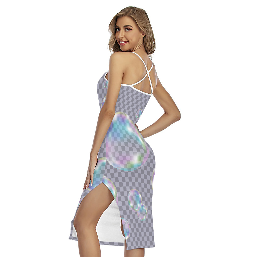 Colorful Soap Bubble Print Cross Back Cami Dress