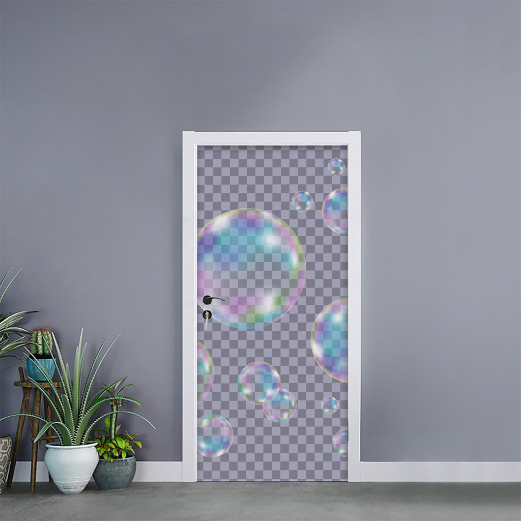 Colorful Soap Bubble Print Door Sticker