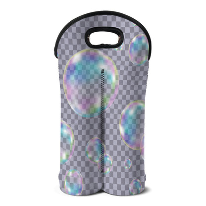 Colorful Soap Bubble Print Double Neoprene Wine Tote
