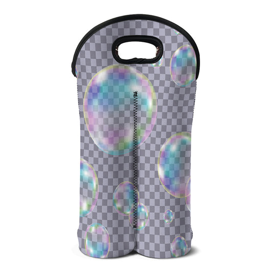 Colorful Soap Bubble Print Double Neoprene Wine Tote