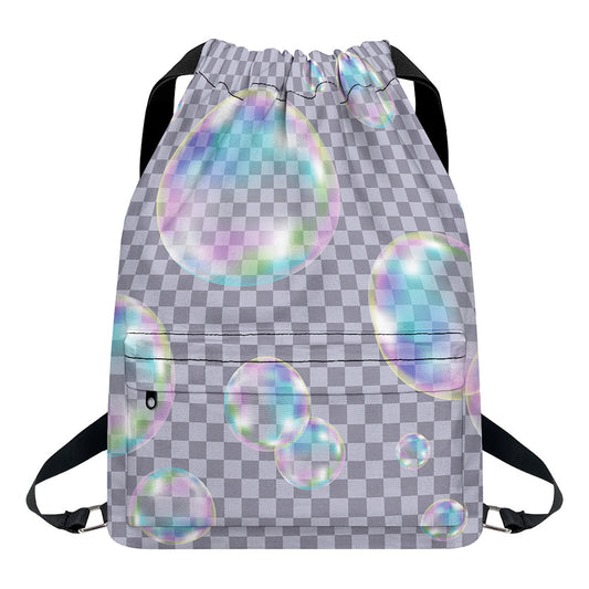 Colorful Soap Bubble Print Drawstring Backpack