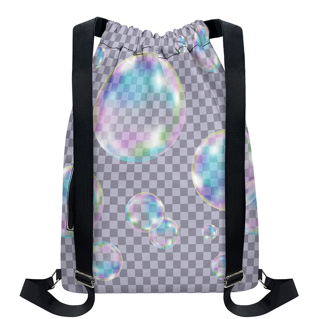 Colorful Soap Bubble Print Drawstring Backpack