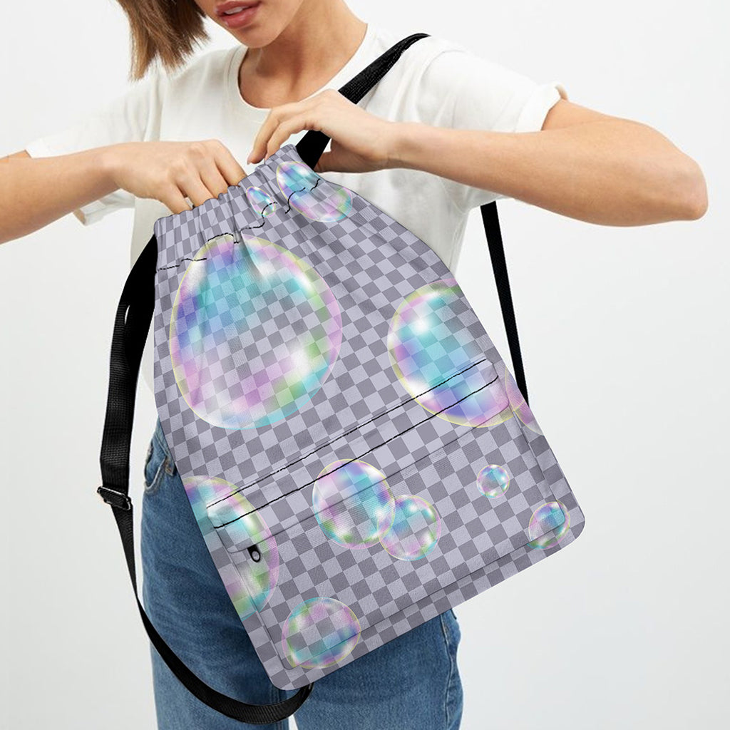 Colorful Soap Bubble Print Drawstring Backpack