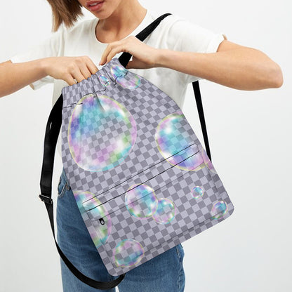 Colorful Soap Bubble Print Drawstring Backpack