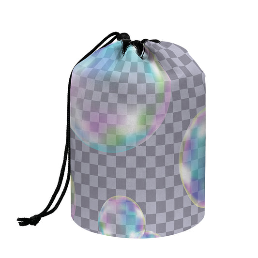Colorful Soap Bubble Print Drawstring Makeup Bag