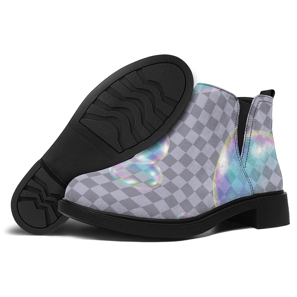 Colorful Soap Bubble Print Flat Ankle Boots