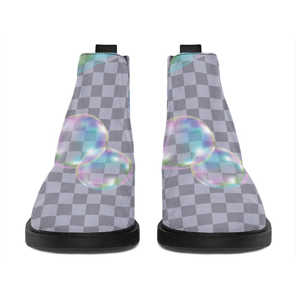 Colorful Soap Bubble Print Flat Ankle Boots