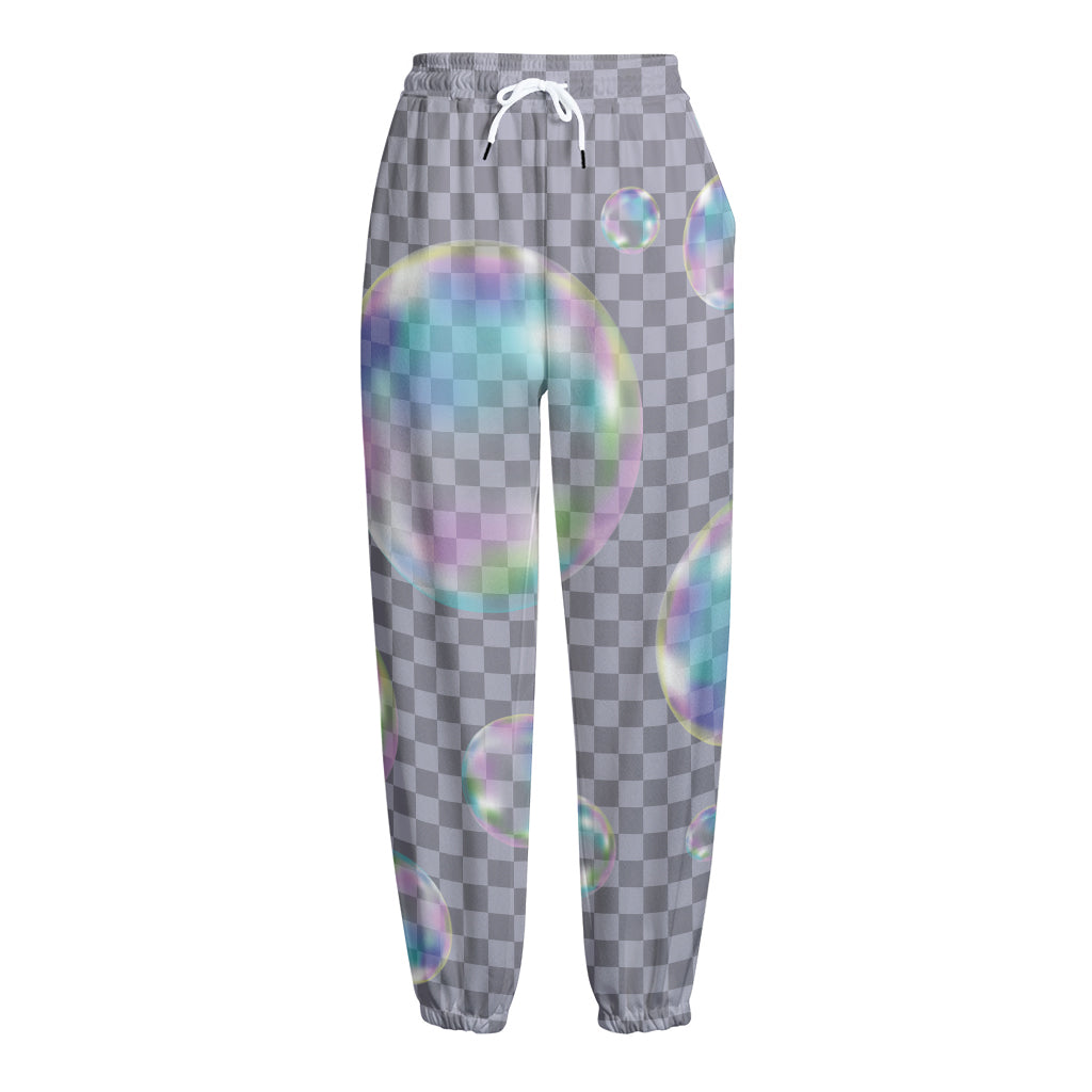 Colorful Soap Bubble Print Fleece Lined Knit Pants