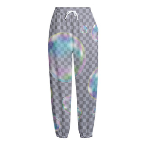 Colorful Soap Bubble Print Fleece Lined Knit Pants