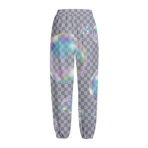 Colorful Soap Bubble Print Fleece Lined Knit Pants