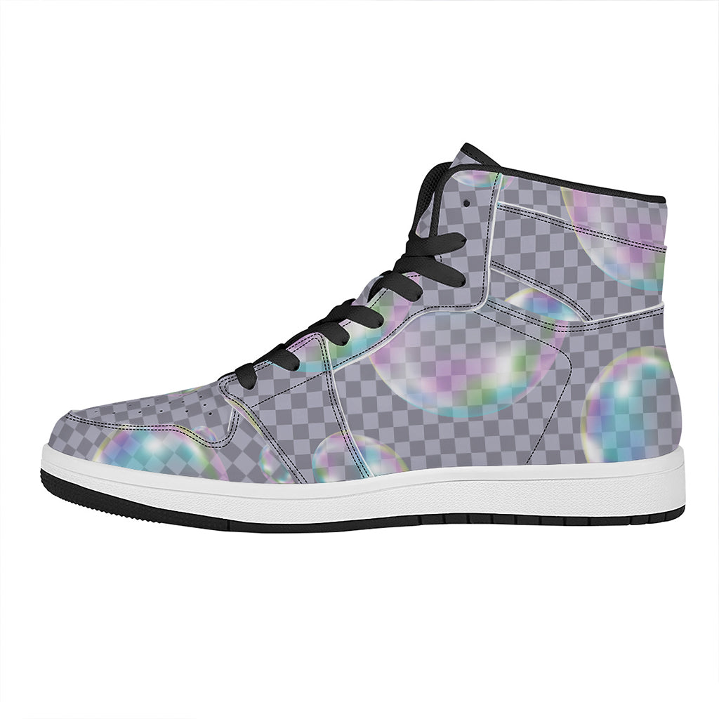 Colorful Soap Bubble Print High Top Leather Sneakers