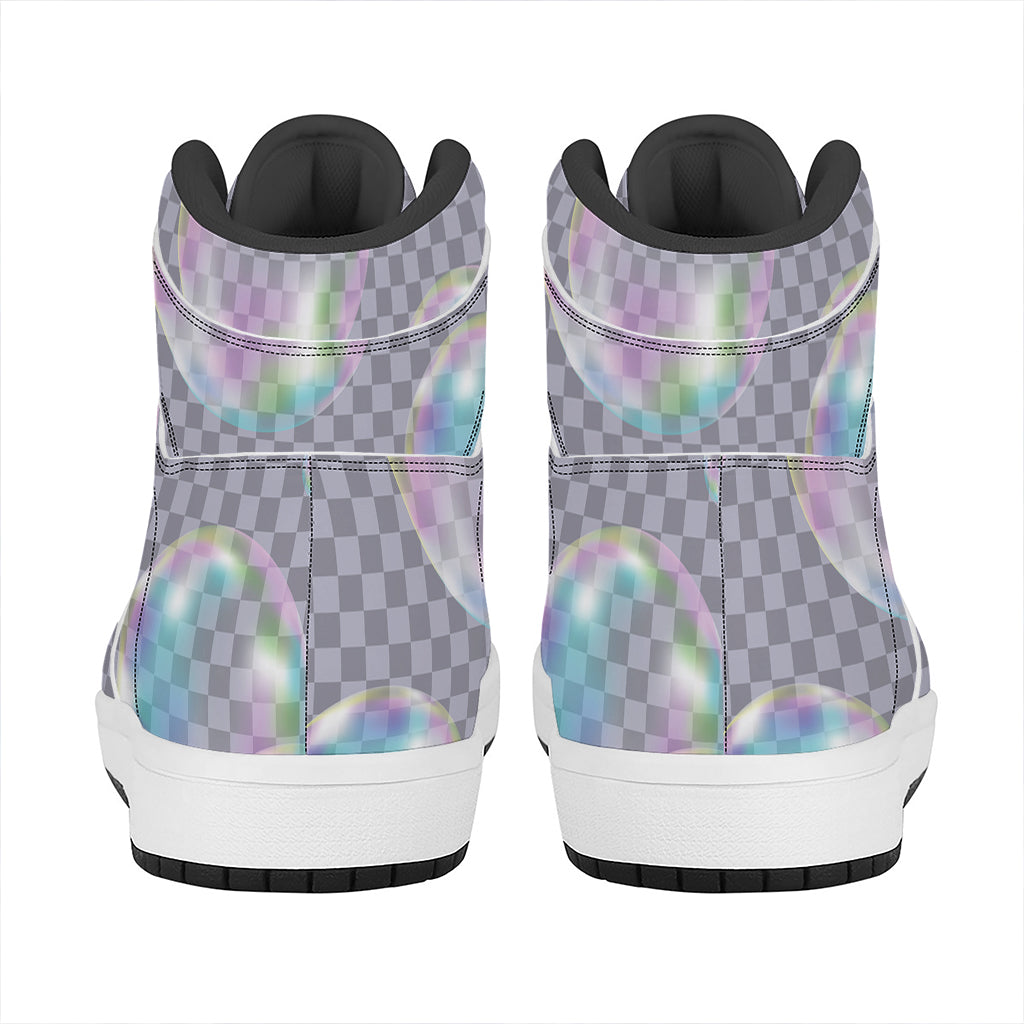 Colorful Soap Bubble Print High Top Leather Sneakers