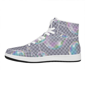 Colorful Soap Bubble Print High Top Leather Sneakers