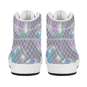 Colorful Soap Bubble Print High Top Leather Sneakers