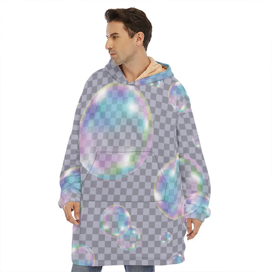 Colorful Soap Bubble Print Hoodie Blanket