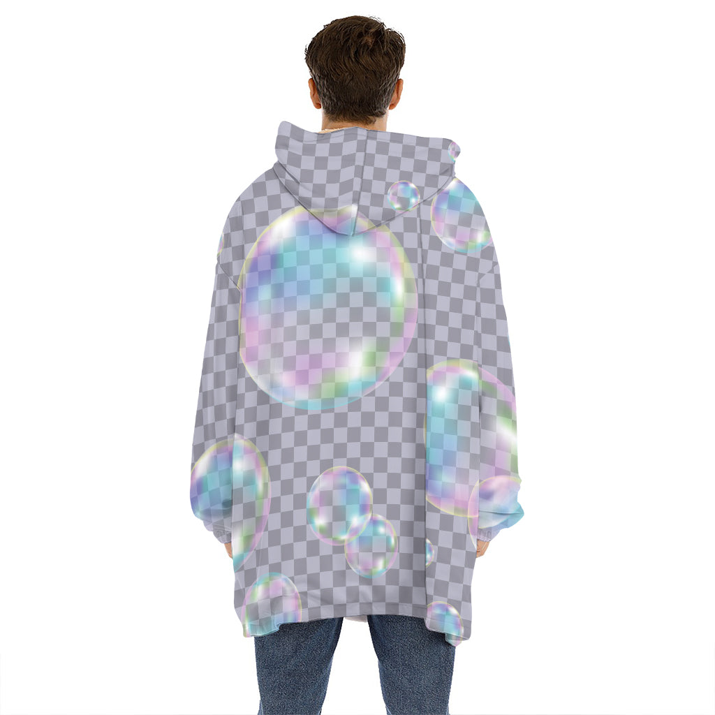 Colorful Soap Bubble Print Hoodie Blanket