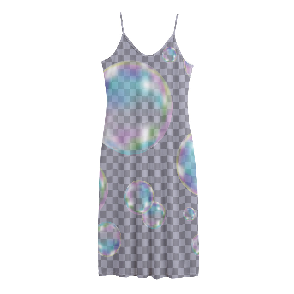 Colorful Soap Bubble Print Jersey Midi Cami Dress