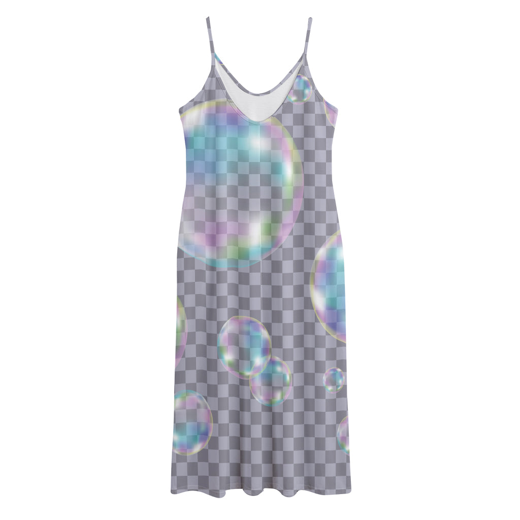 Colorful Soap Bubble Print Jersey Midi Cami Dress