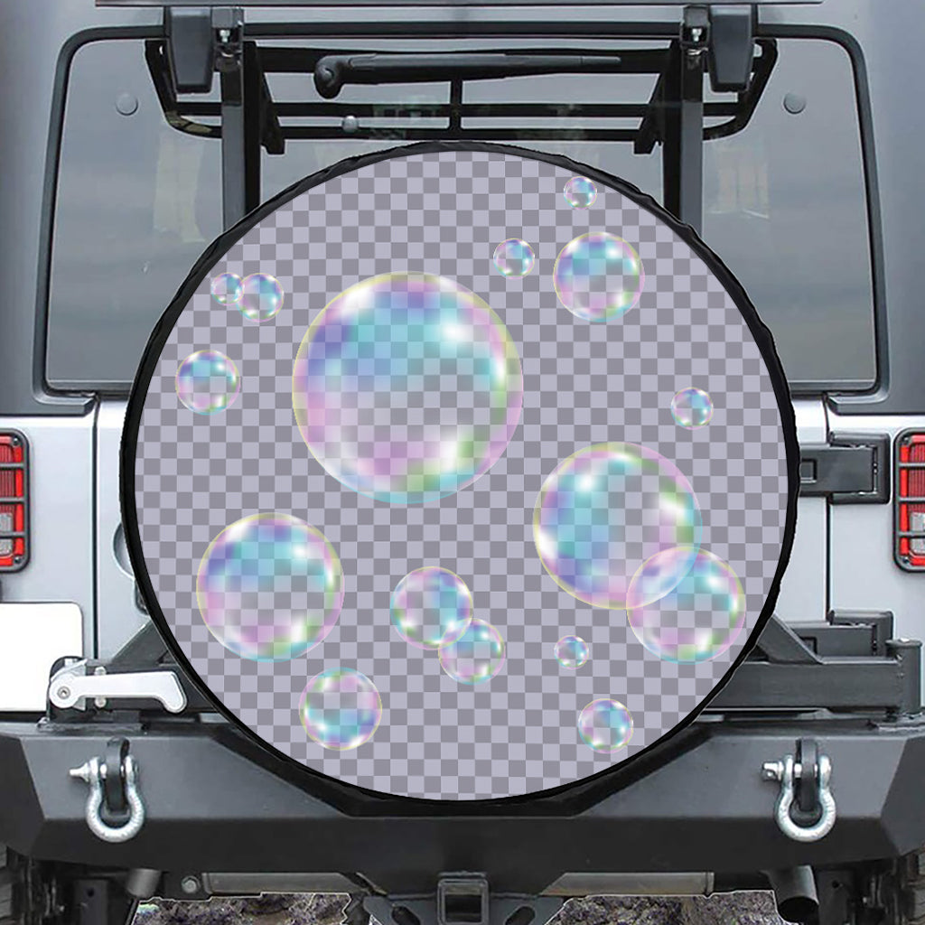 Colorful Soap Bubble Print Leather Spare Tire Cover