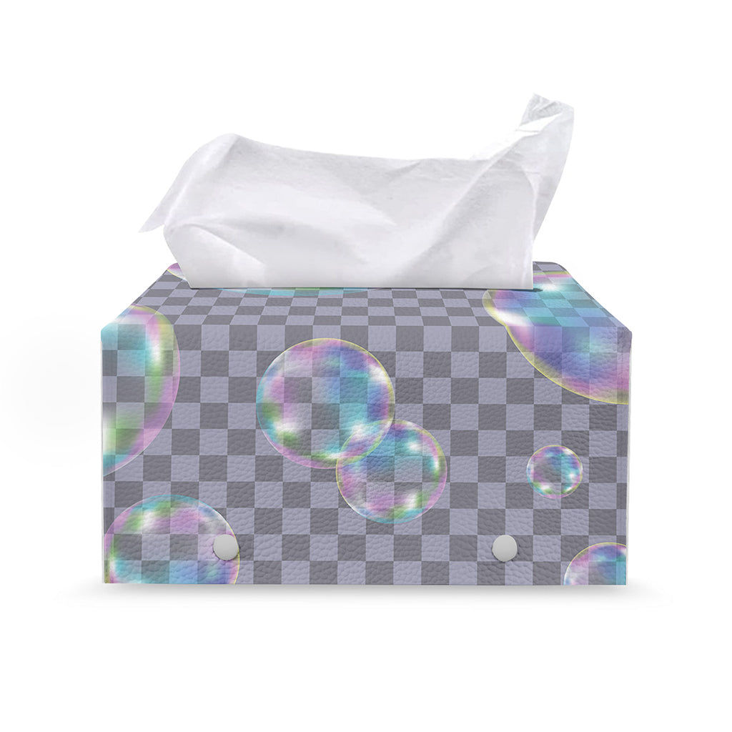 Colorful Soap Bubble Print Leather Tissue Box Cover