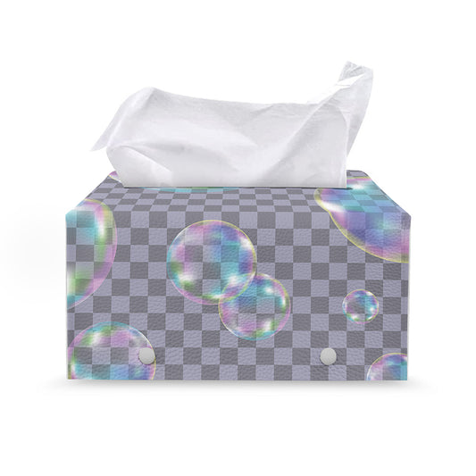 Colorful Soap Bubble Print Leather Tissue Box Cover