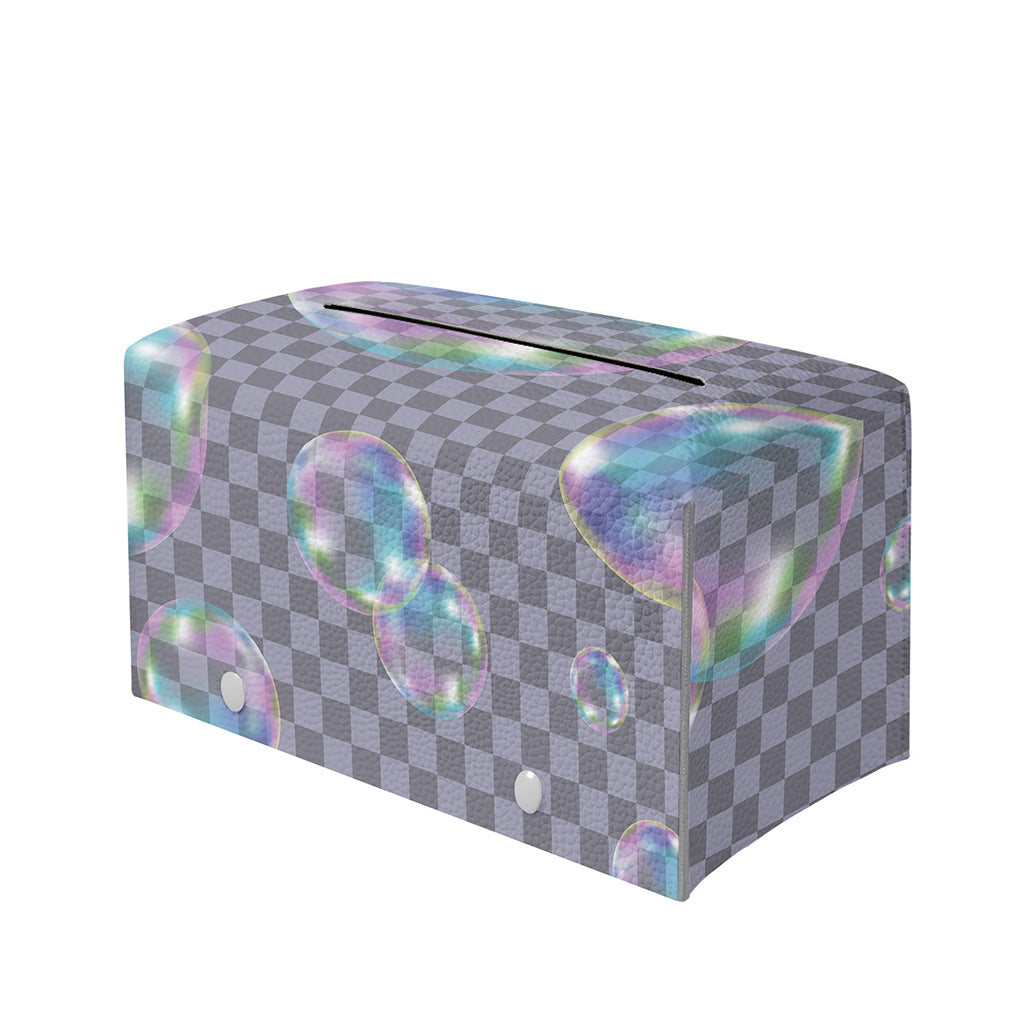 Colorful Soap Bubble Print Leather Tissue Box Cover