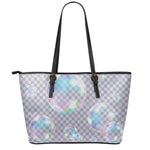 Colorful Soap Bubble Print Leather Tote Bag