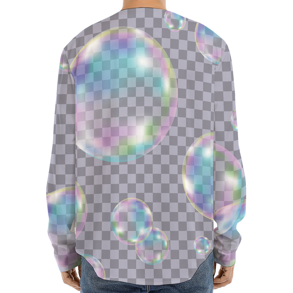 Colorful Soap Bubble Print Long Sleeve Baseball Jersey