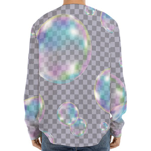 Colorful Soap Bubble Print Long Sleeve Baseball Jersey