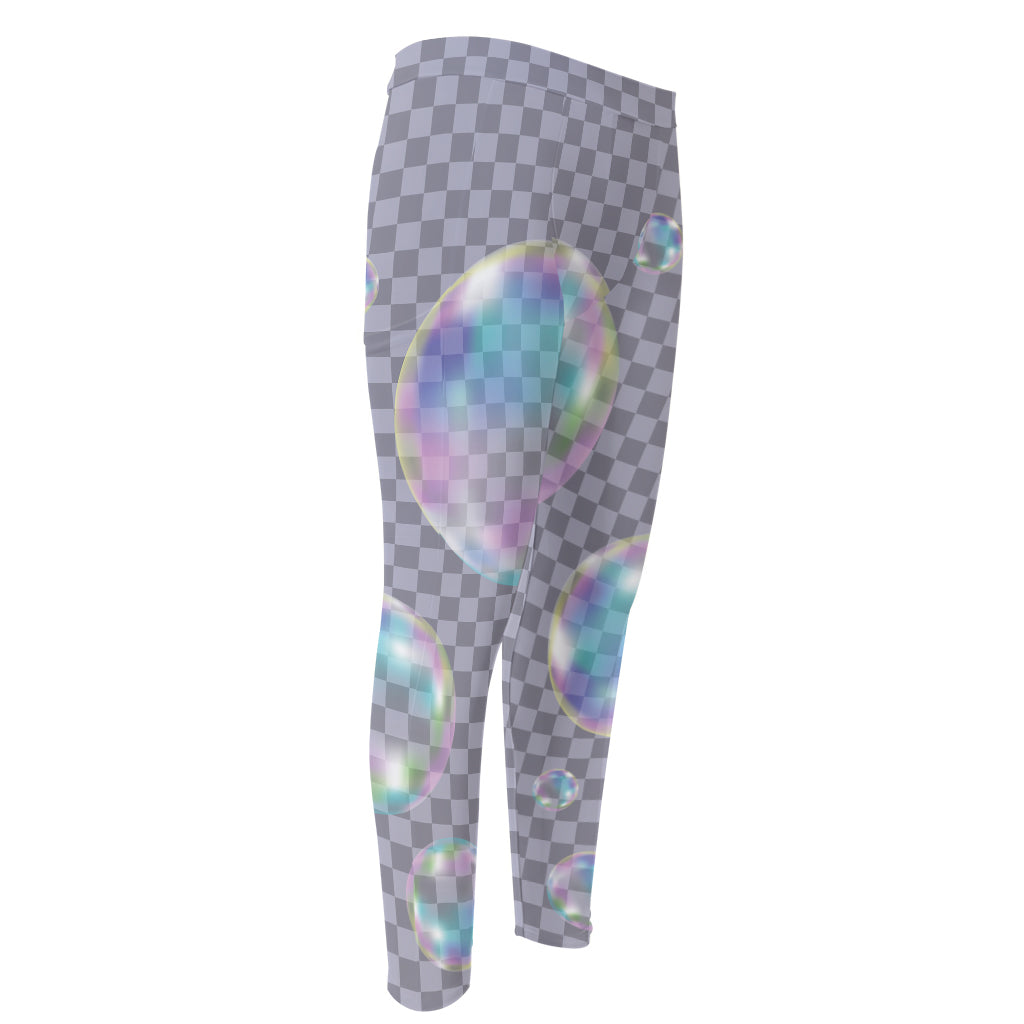 Colorful Soap Bubble Print Men's Compression Pants