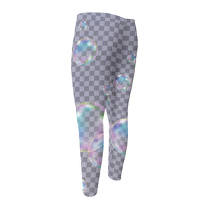 Colorful Soap Bubble Print Men's Compression Pants