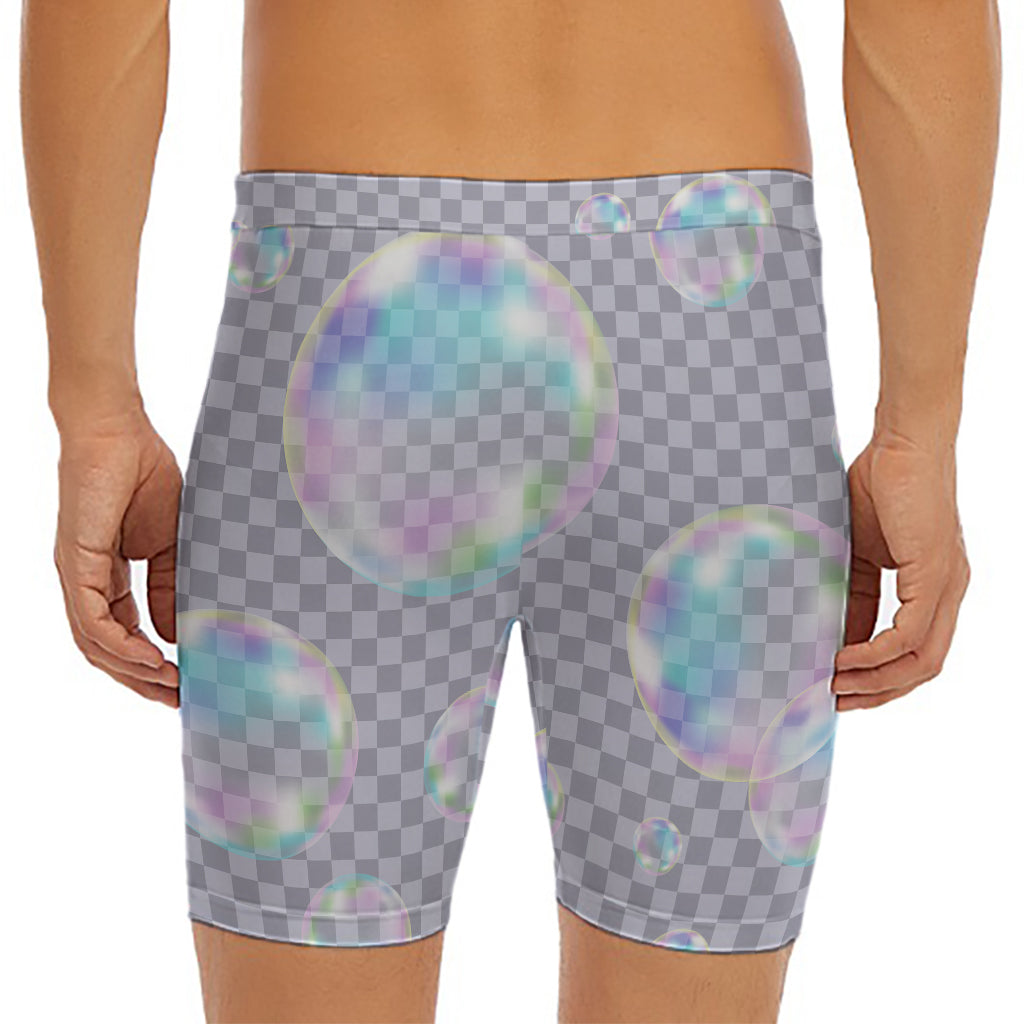 Colorful Soap Bubble Print Men's Long Boxer Briefs