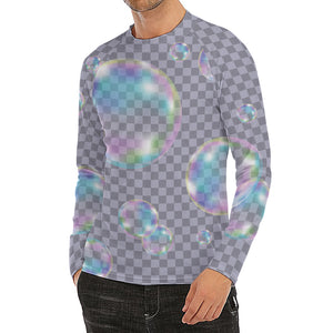 Colorful Soap Bubble Print Men's Long Sleeve Rash Guard