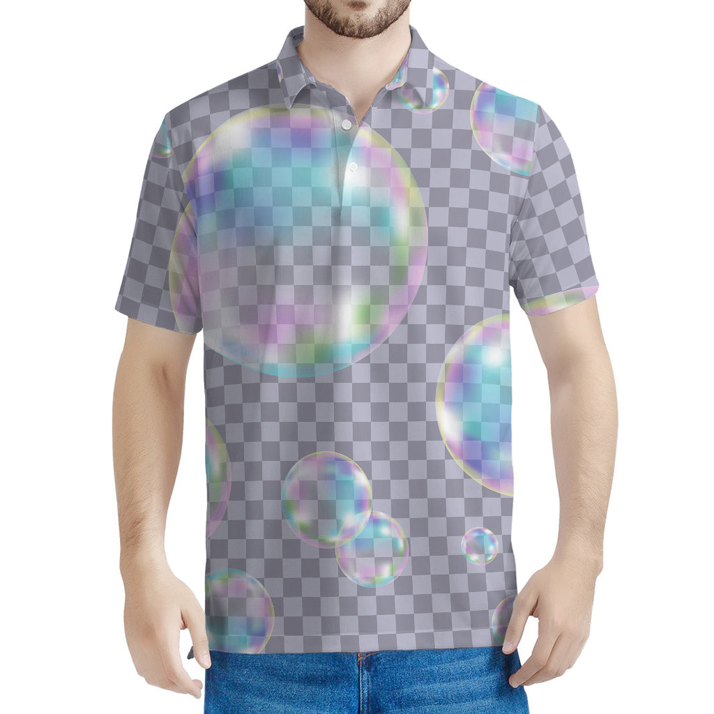 Colorful Soap Bubble Print Men's Polo Shirt