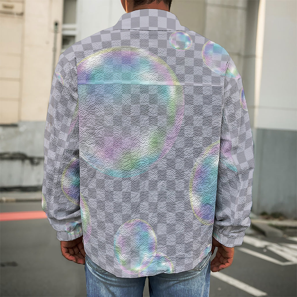 Colorful Soap Bubble Print Men's Shirt Jacket