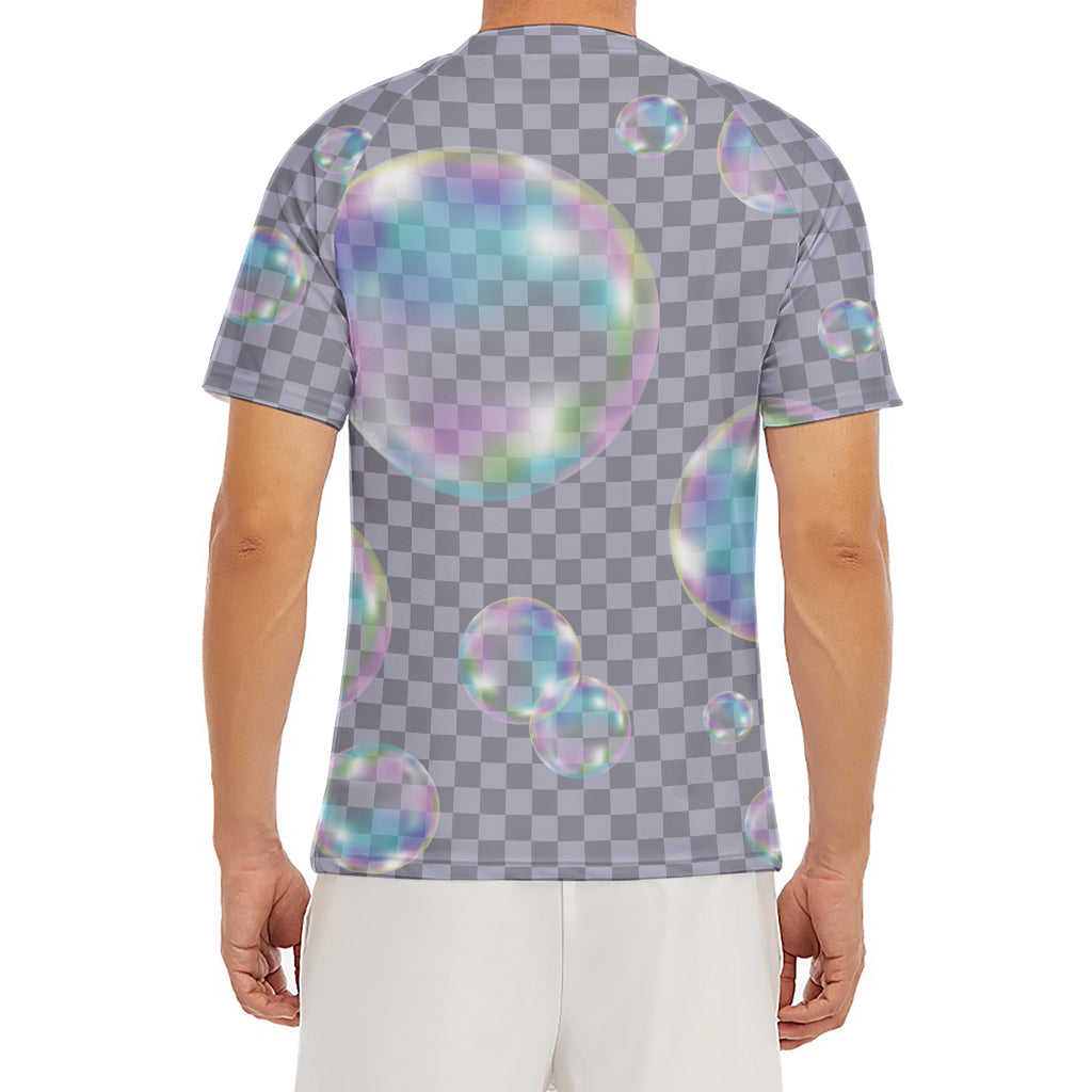 Colorful Soap Bubble Print Men's Short Sleeve Rash Guard