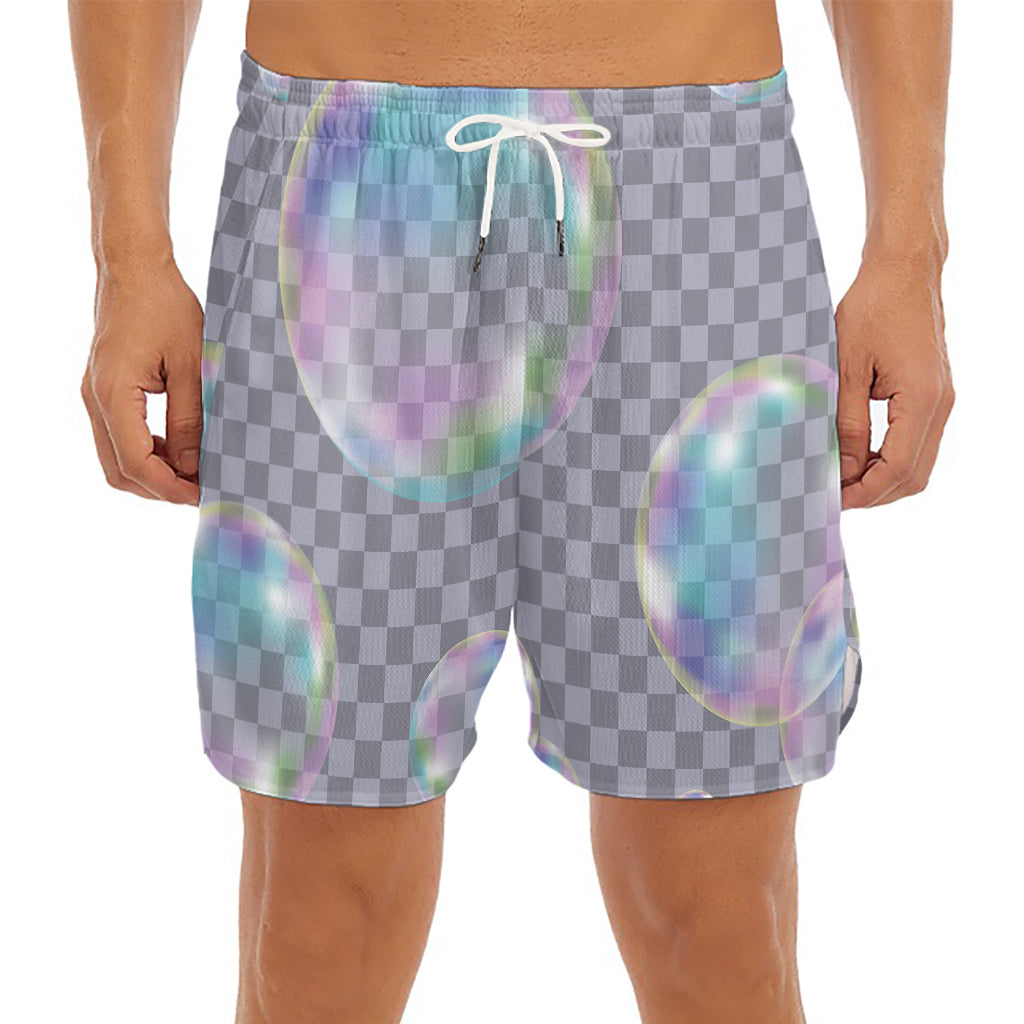 Colorful Soap Bubble Print Men's Split Running Shorts