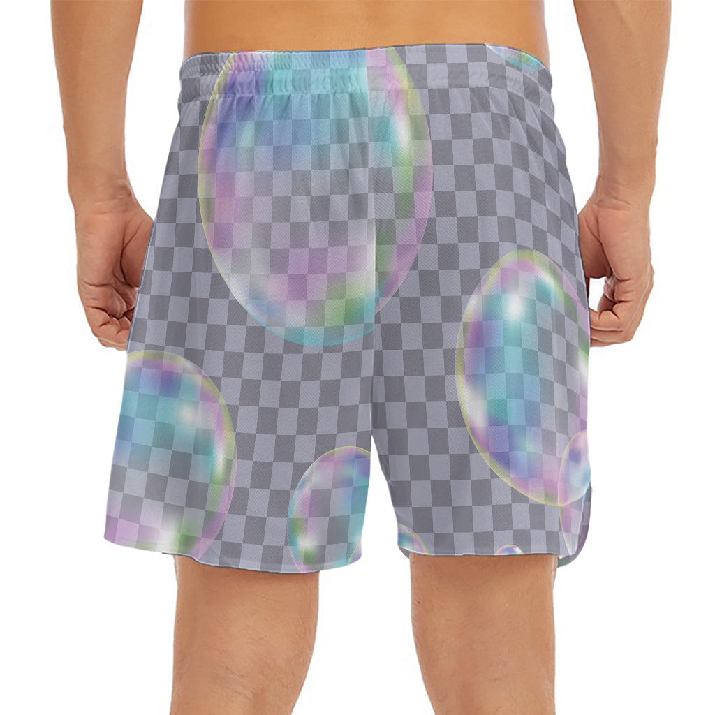 Colorful Soap Bubble Print Men's Split Running Shorts