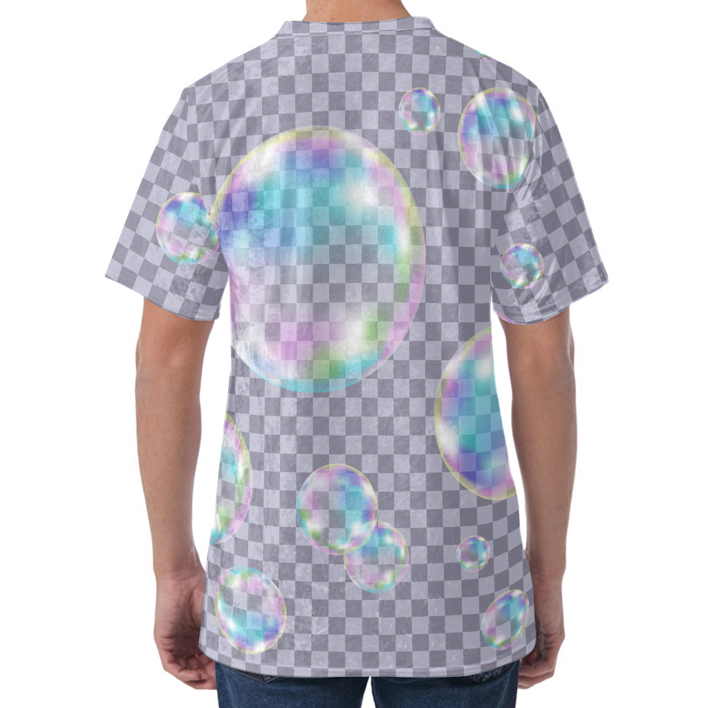 Colorful Soap Bubble Print Men's Velvet T-Shirt