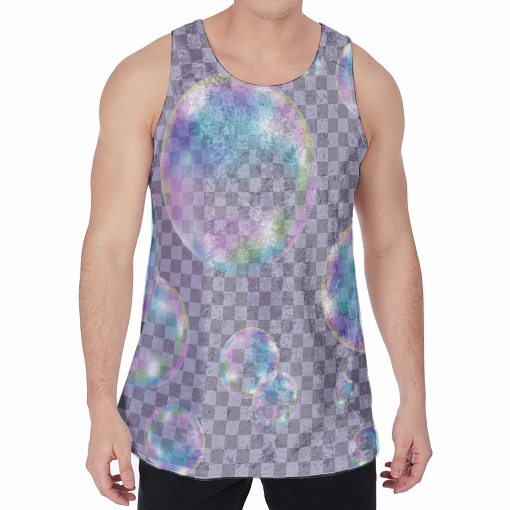 Colorful Soap Bubble Print Men's Velvet Tank Top